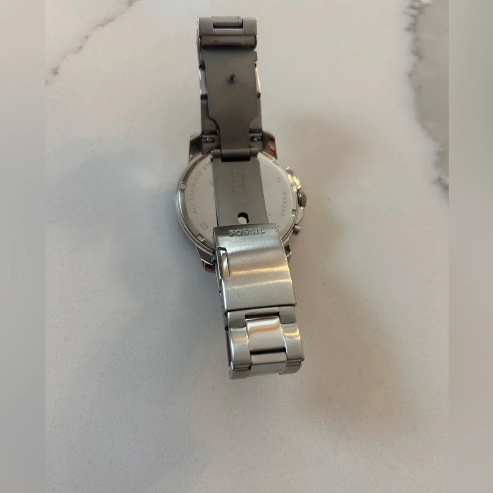 Men’s FOSSIL Neutra Chronograph Stainless Steel Watch, Silver , Quartz NEW